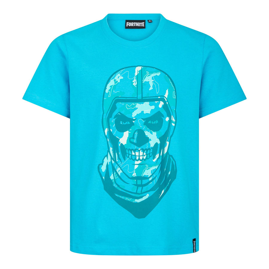 FORTNITE | SKULL TROOPER | Blue | Short Sleeved | Unisex Kids | Crew| Gaming Cotton T-Shirt Sizes 10 - 16 Years