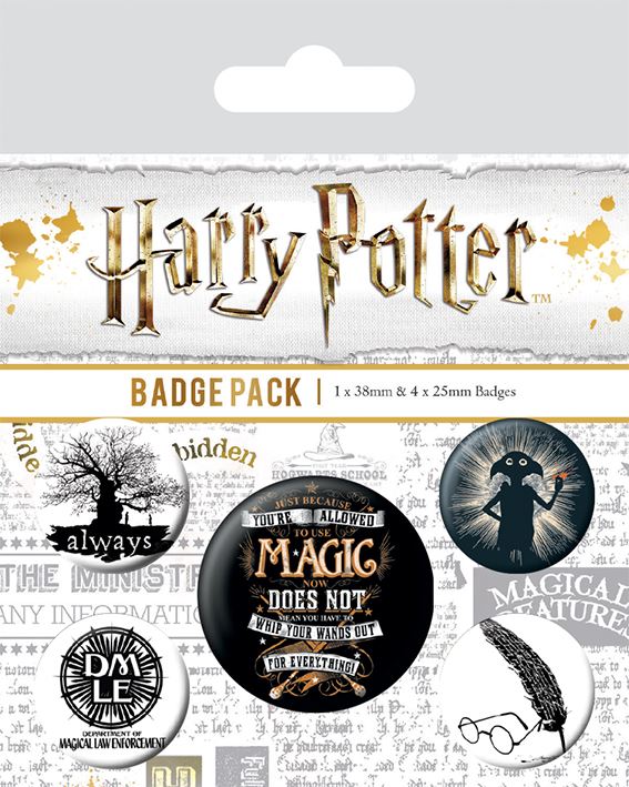 HARRY POTTER Official Pin Backed Badge Pack SYMBOLS