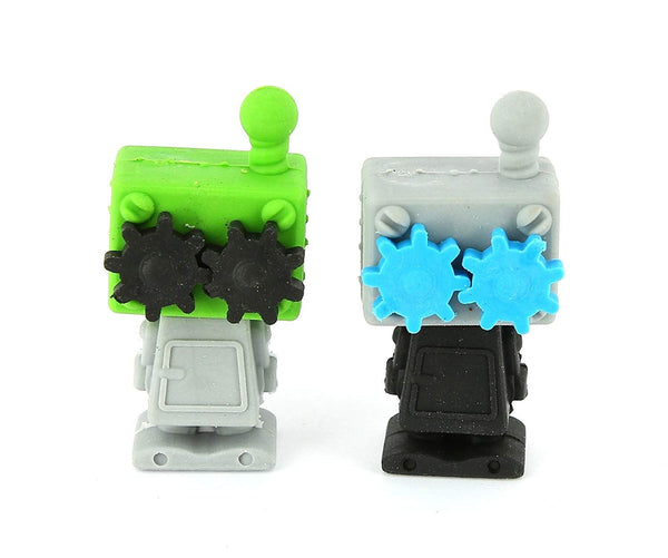 2 LITTLE ROBOTS Novelty Erasers Pack of 2 Small Erasables