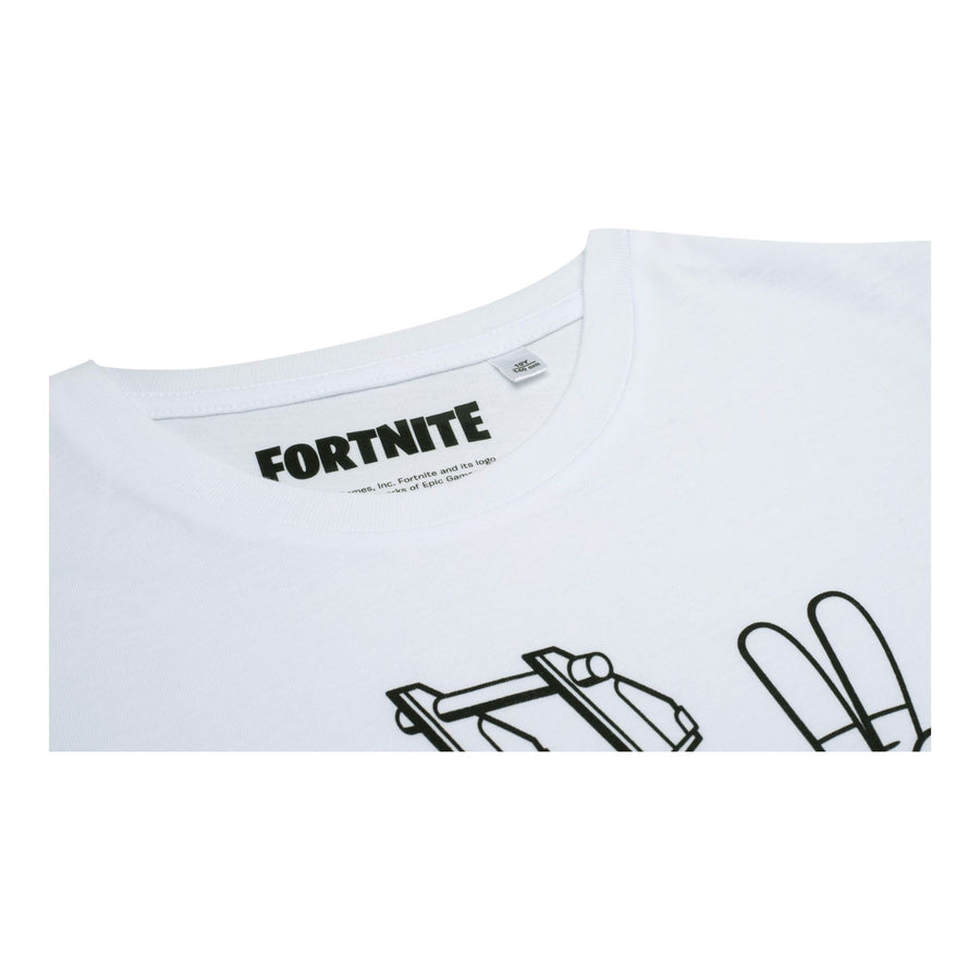 FORTNITE | DJ ALPACA | White | Short Sleeved | Unisex Kids | Crew | Gaming Cotton T-Shirt Sizes 10 - 16 Years