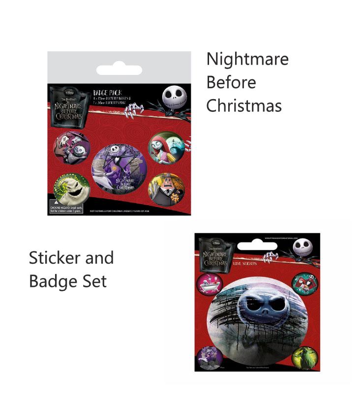 Nightmare before christmas Sticker and Badge set