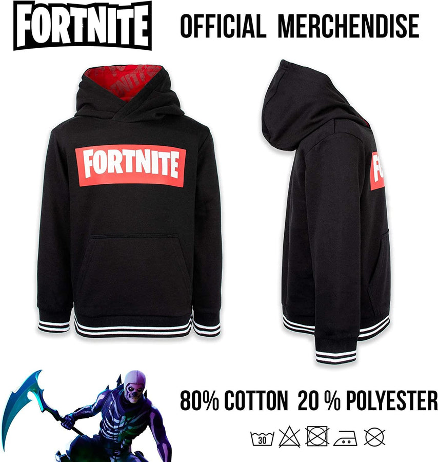 FORTNITE | LOGO | Black | Long Sleeved | Unisex Kids | Drawstring Hooded | Gaming Cotton Hoodie Sizes 7-14 Years……