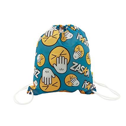 HAND OVER MOUTH Turquoise Drawstring Trainer School Bag 44.5 cm x 38 cm
