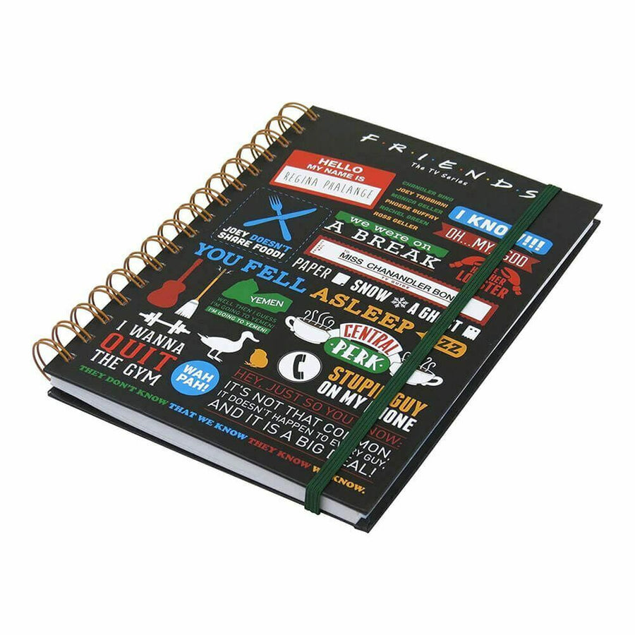 FRIENDS BLACK Premium A5 Hardback Spiral INFOGRAPHIC Notebook