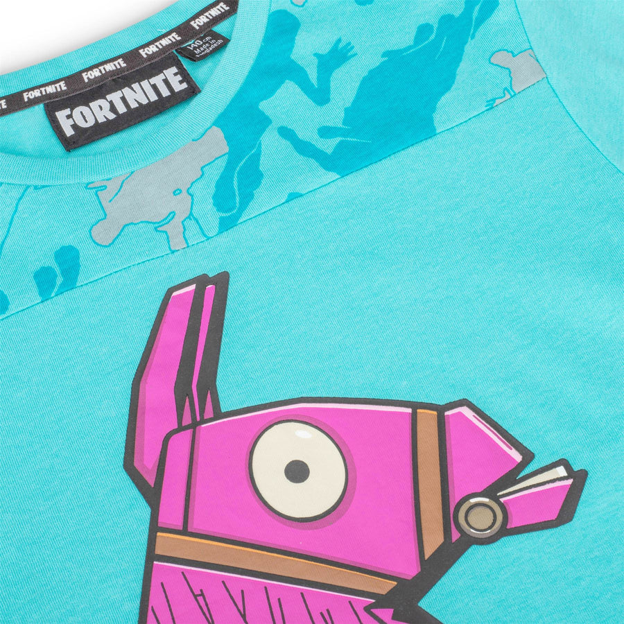 FORTNITE | ALPACA | Blue | Short Sleeved | Unisex Kids | Crew | Gaming Cotton T-Shirt Sizes 7 - 14 Years