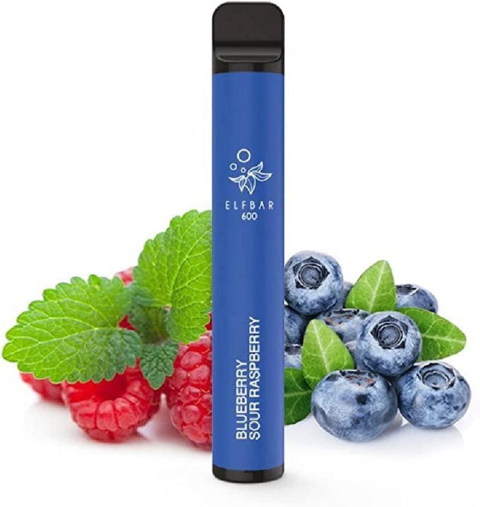 ELF Bar Disposable Vape Pens-Nicotine Free, 600 Puffs, Pre Filled E Liquid Vape Juice Pods - Inhale-Activated & Beginner Friendly (Blueberry Sour Raspbery)…