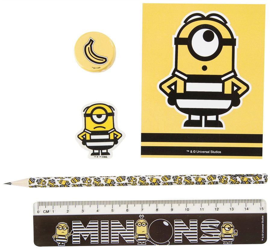 DESPICABLE ME | 5 Piece Stationery Set Pencil Case Fillers MINION Design