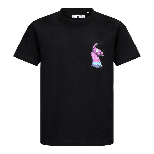 FORTNITE | Youth T-Shirt | LLAMA PINATA POCKET LOGO | BLACK | 10-16 Years