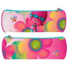 TROLLS Barrel Pencil Case Vivid Fabric Design Back to School