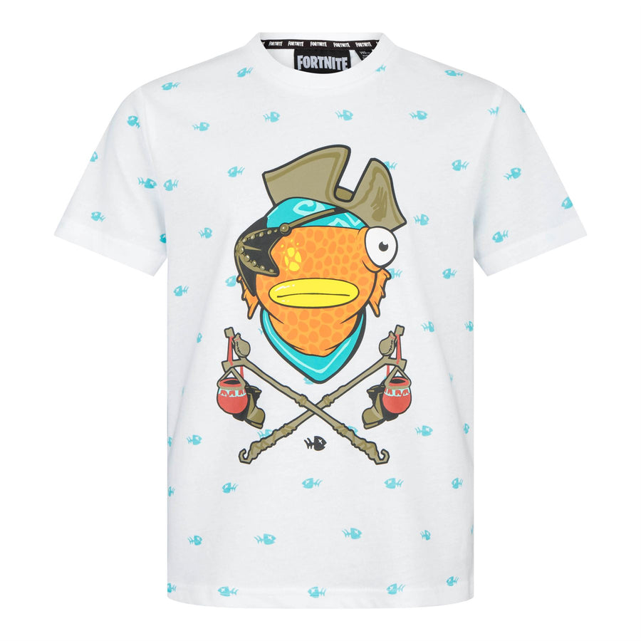 FORTNITE | Short Sleeve | CAPTAIN FISHSTICKS | White T-shirt | Age 7-14