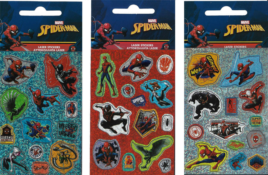 SPIDER-MAN Holographic 10 Sticker Sheet - 3 x Packs